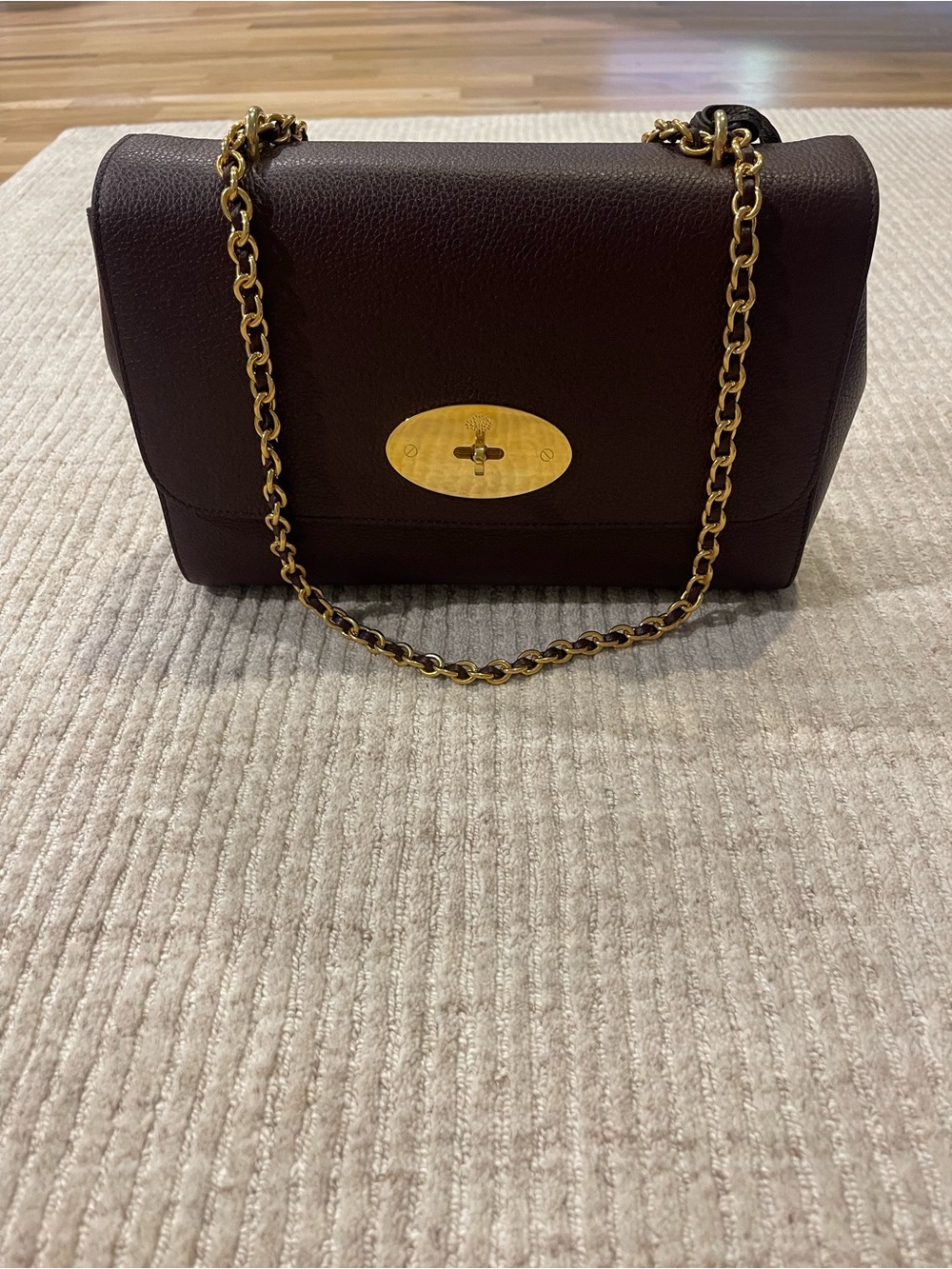 Mulberry Medium Lily Oxblood Classic Grain Leather Gold Chain Shoulder Bag